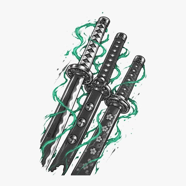 Zoro katanas tee detail